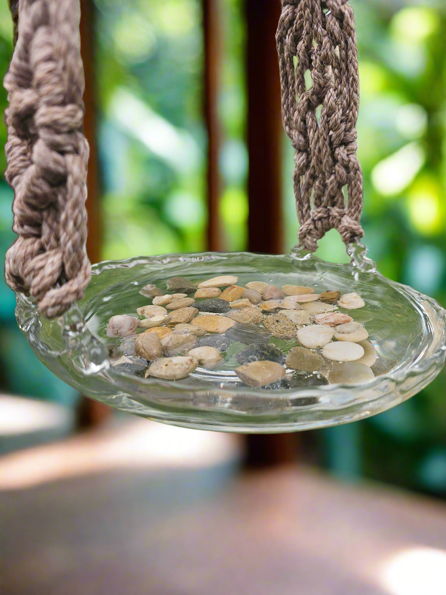 Macrame bird bath