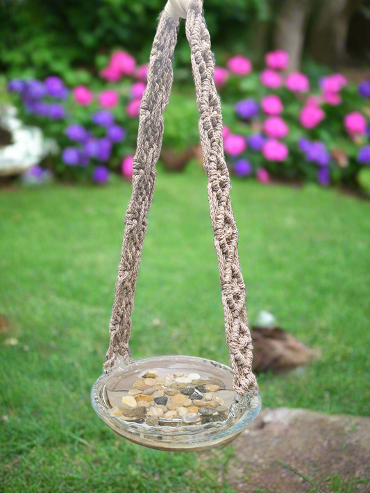 Macrame bird bath